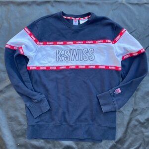K-Swiss Vintage Style Navy‎ Blue Block Logo Crewneck Sweatshirt Large